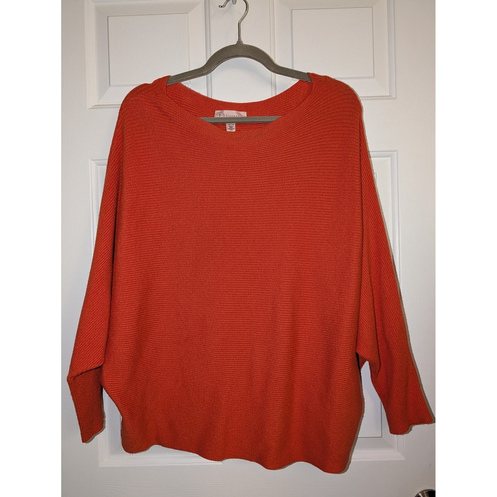 Philosophy Woman Republic Clothing Orange Ribbed Dolman Sweater 2X Oversized